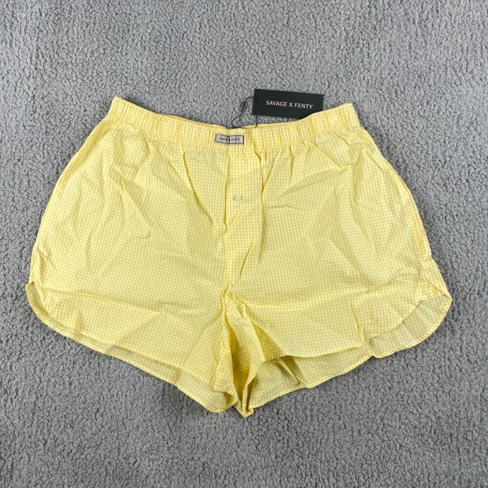 Savage X Fenty Women's L Yellow Kickback Casual Sleep Boxerette Sleepwear Shorts